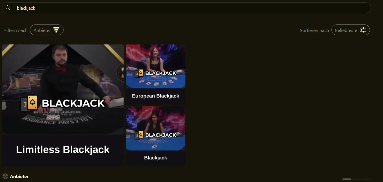 Blackjack-Tisch bei 21Grand Casino im Browser
